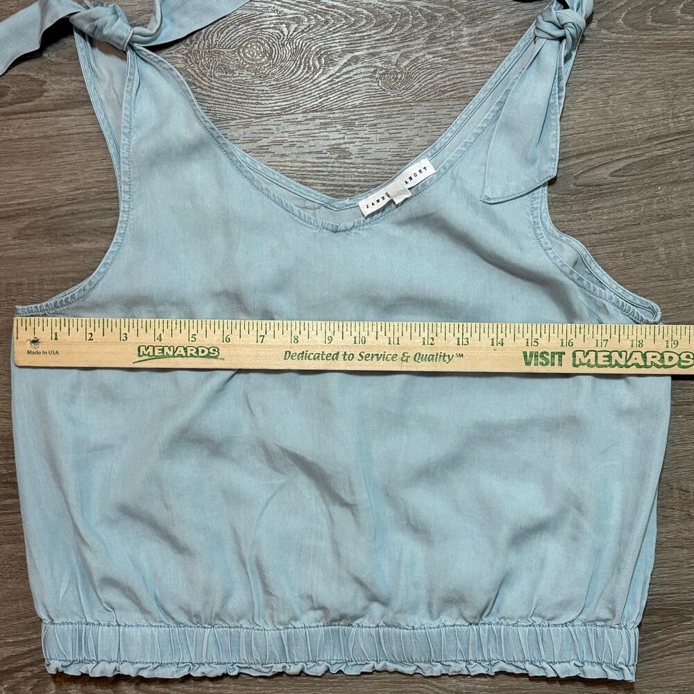 Jane + Delancey Light Blue Lyocell Tie Shoulder Crop Tank Size Large - Picture 7 of 10